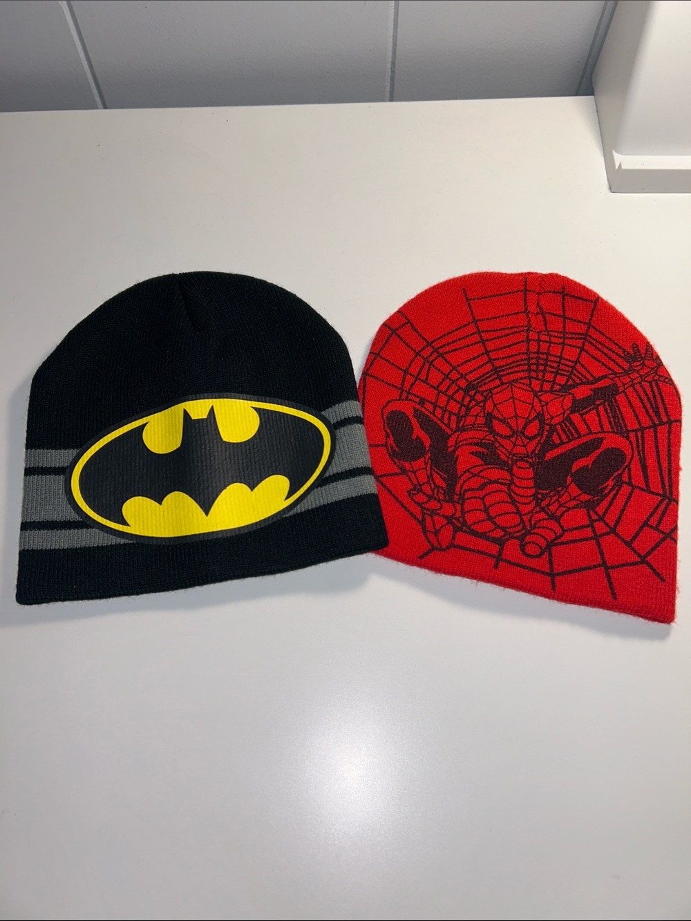 Batman + Spiderman Boy’s Winter Beanie Bundle One Size